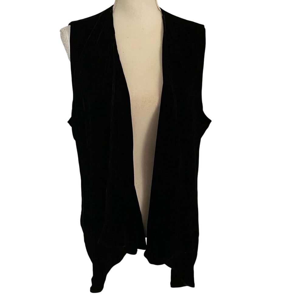 Coldwater Creek Size M 10 12 Black Velvet Vest Festival Party Holiday Drapey